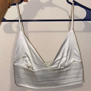 Zara white silk crop top